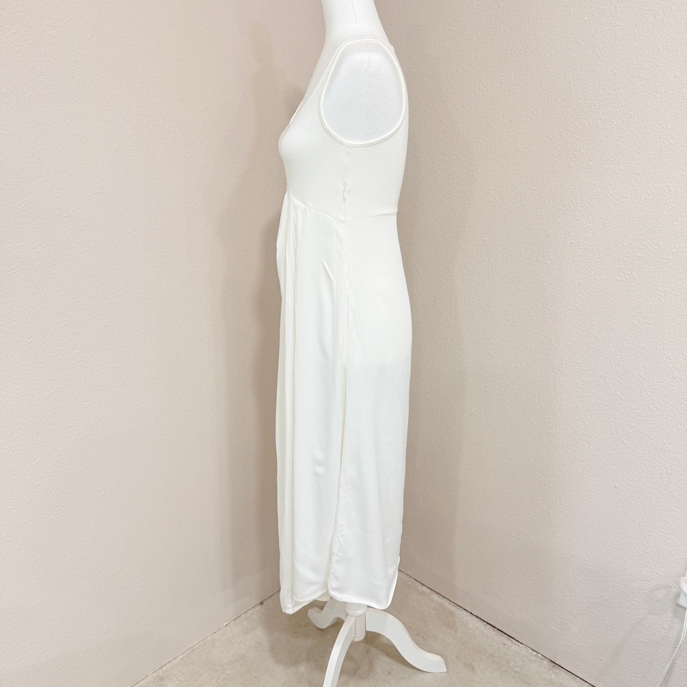 Anthropologie Mixed Media Midi Dress Small Cream Minimalist Quiet Luxury Coastal - Picture 3 of 9